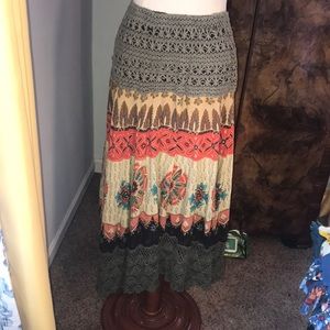 Bohemian Cafe Boho Crochet Tiered Skirt
